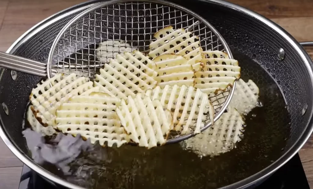 frying the waffle fries